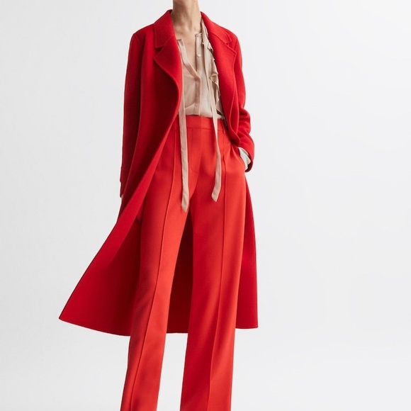 Reiss Emile Coral Wool Belted Coat | NWT | Size 8 US - Picture 2 of 7